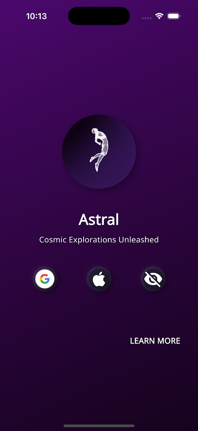 ASTRAL Welcome & Sign-In Screen
